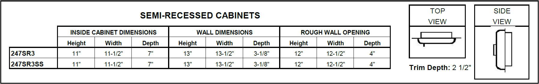 Cabinet specs 247SR3