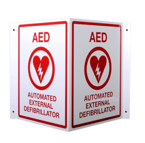 AED V Metal Sign